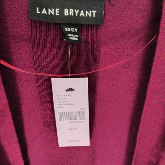 Lane Bryant NWT Dark Red Open Cardigan Sparkle Detail Sweater Sz 22 - Picture 6 of 11